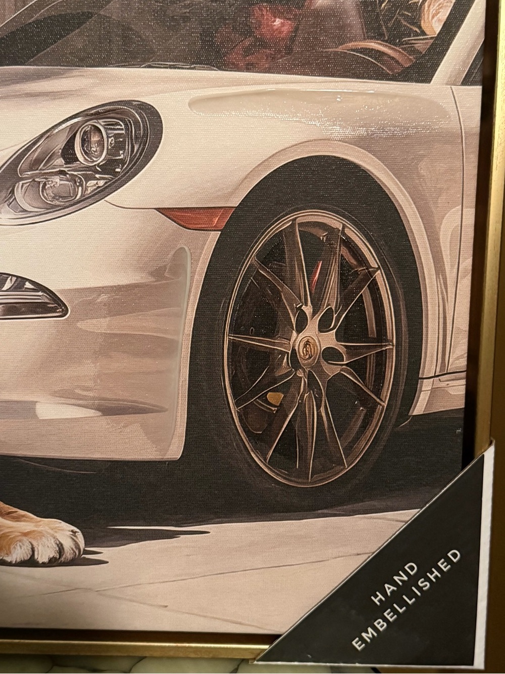 Design District. NWT Stunning Gucci Tiger & White Sports Car Framed Art Print - Picture 5 of 8